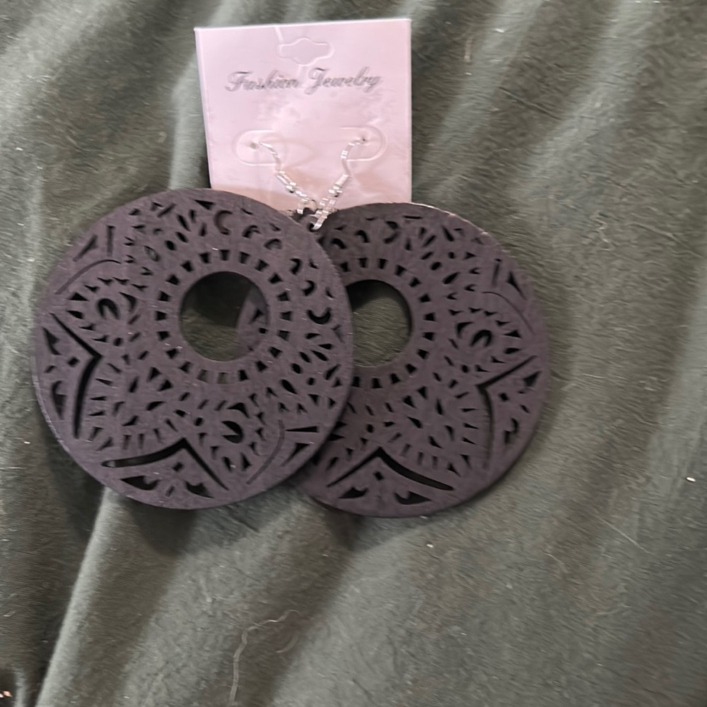 Black Wooden Earrings